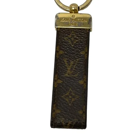 LOUIS VUITTON Porte Cles Dragonne M65221 Monogram Canvas Gold Monogram